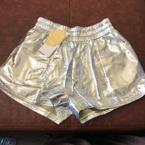 NEVER WORN BEFORE silver metallic shorts